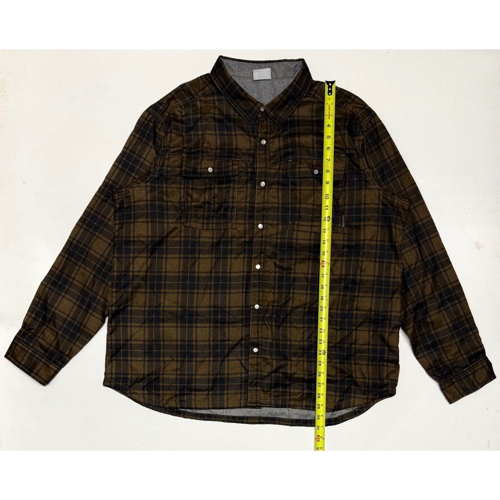 Columbia Mens XXL Plaid Snap Flannel Shirt Brown Long Sleeve Outdoor Hiking